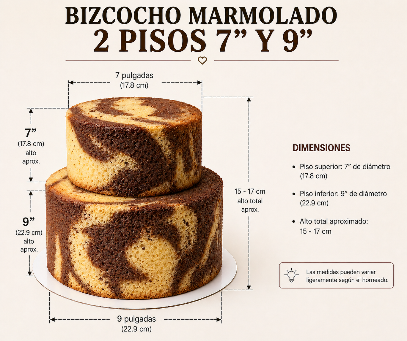 Cake 2 Niveles Marmoleado 7"/9"